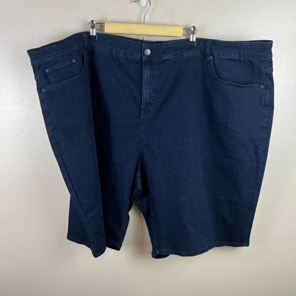 Universal Standard Bae Denim Jean Shorts Size 34 6X Dark Indigo Blue Bermuda - Picture 2 of 10